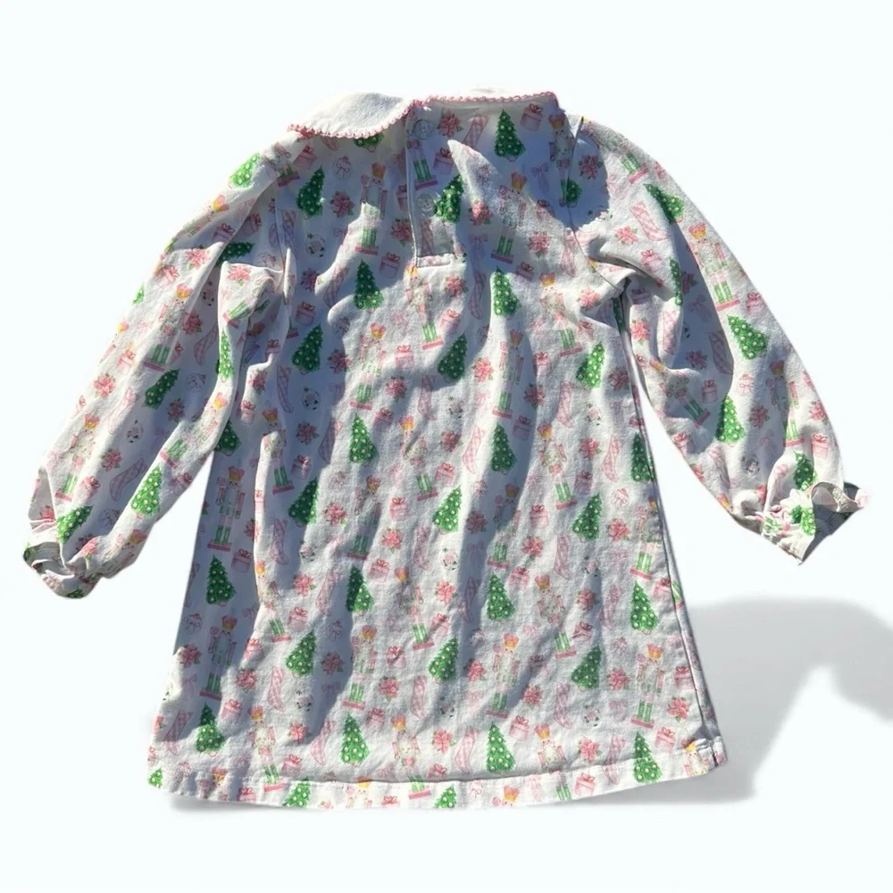 Oaks Apparel Presley Kait Christmas Long Sleeve Dress 2Y Toddler Holiday
